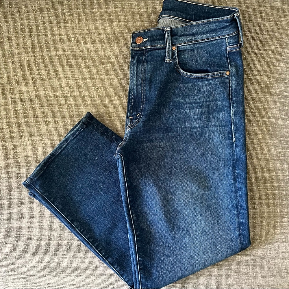 Mother Rambler Zip Ankle Wide Leg Jeans, Size 30